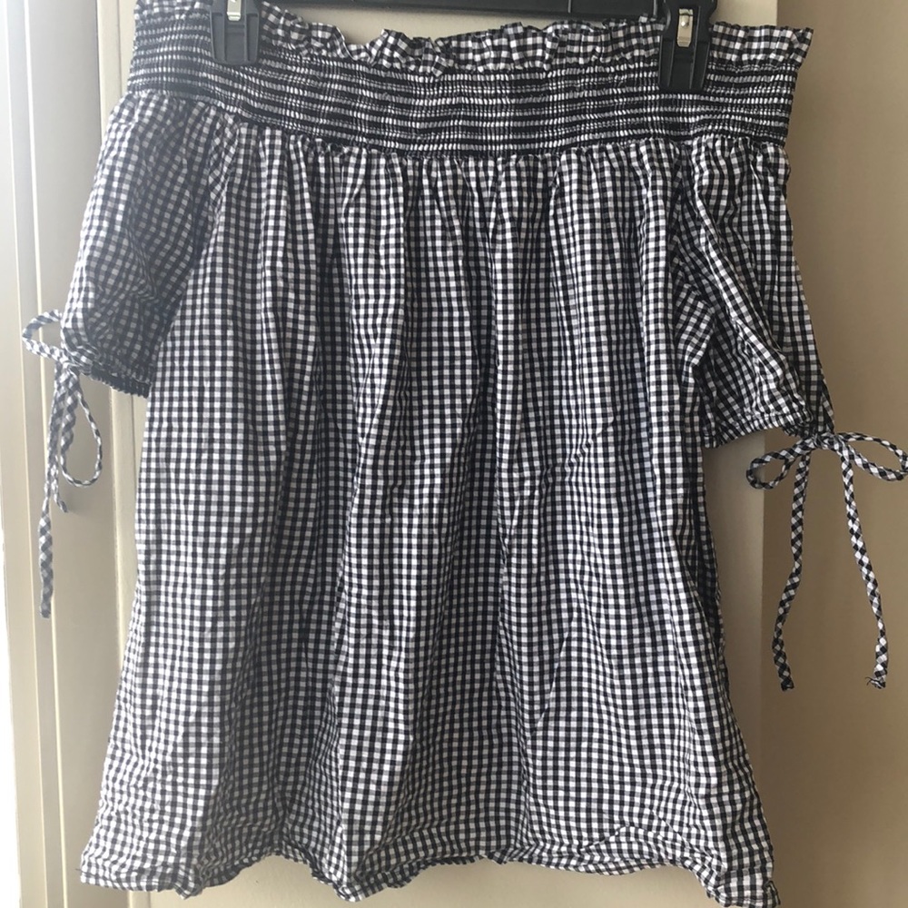 Gingham Off The Shoulder Top